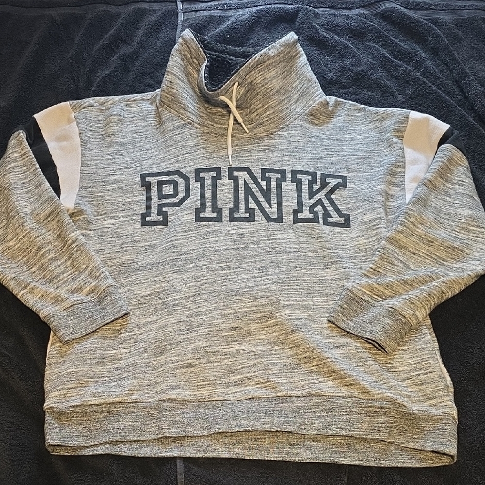 VS PINK Gray PINK Pullover Cowl Neck Sweatshirt